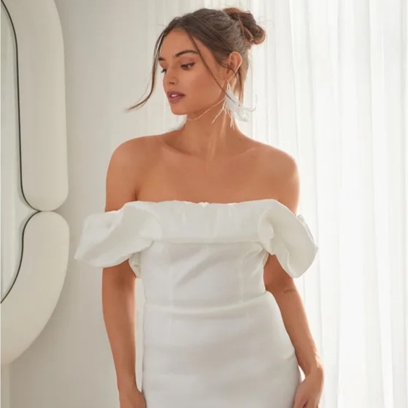 Lulus Fanciful Feat White Taffeta Bodycon Dress - Picture 4 of 7